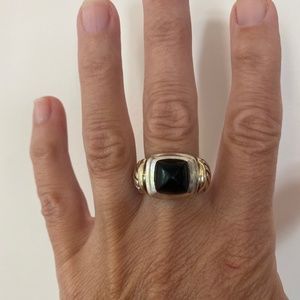 David Yurman Vintage Albion Sterling Silver Black Onyx Ring Sz 5 3/4